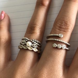 Sterling Silver Enamel Pandora Stackable Ring w/ Pandora Ring Box